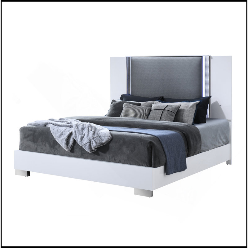 SMOOTH WHITE BED WITH LED, King