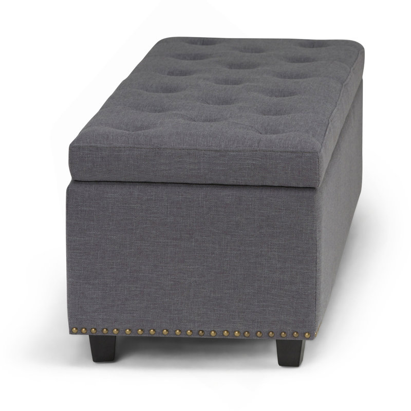 Repose-pieds avec rangement de 48 pouces de largeur, Fabric, Dark Grey