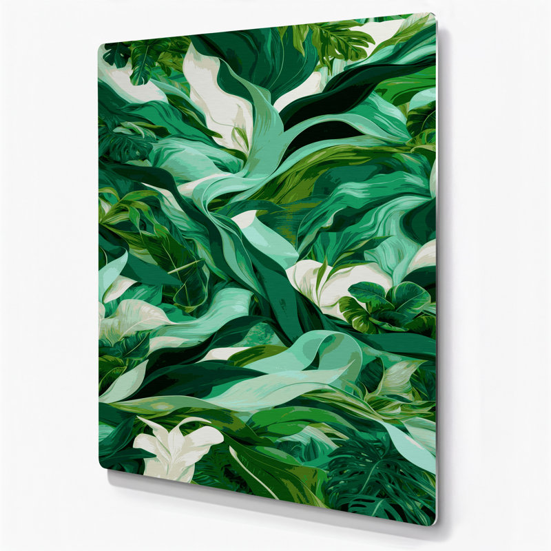 Paysage abstrait 57 art mural vert en métal, 20" H x 30" W