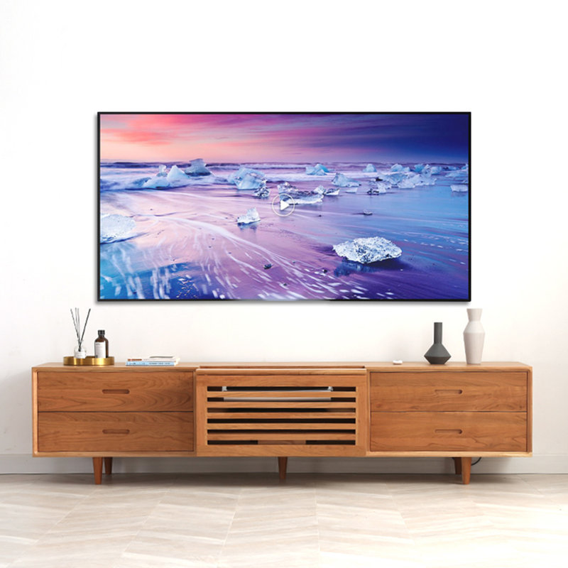 Meuble télé en bois de cerisier de style nordique, 19.7"H x 70.9"L x 17.7"W