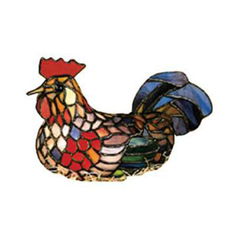 Tiffany Rooster 6.5" Lighted Art Glass Novelty Light