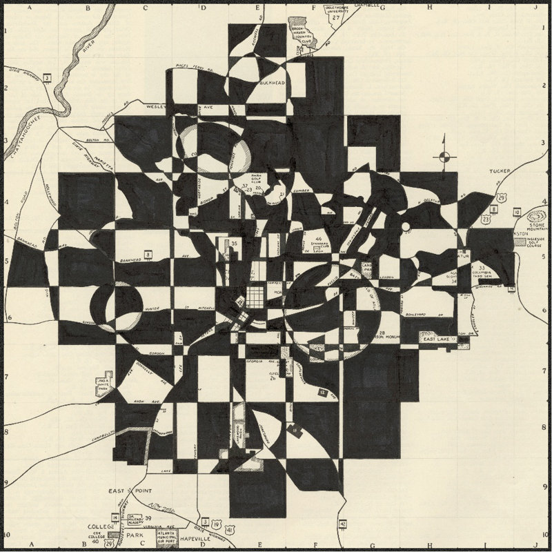 Reproduction d’art sur toile, "carte d’Atlanta moderne" par Nikki-sans cadre
