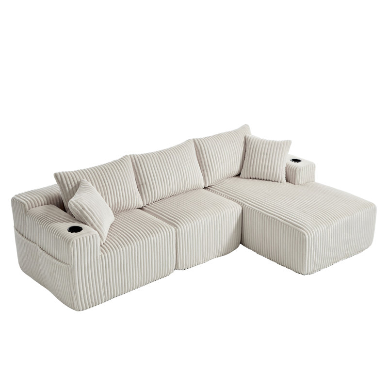 3 Seater Corduroy Sofa, Beige