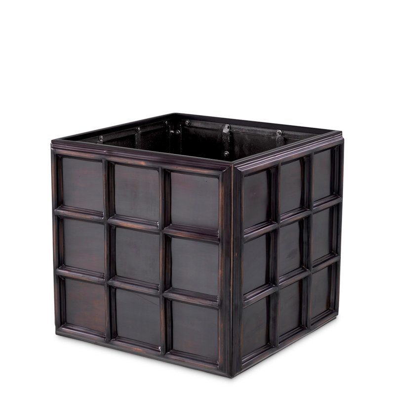 Grid Handmade Metal Planter, Antique Bronze, 24.02" H x 26.57" W x 26.57" D