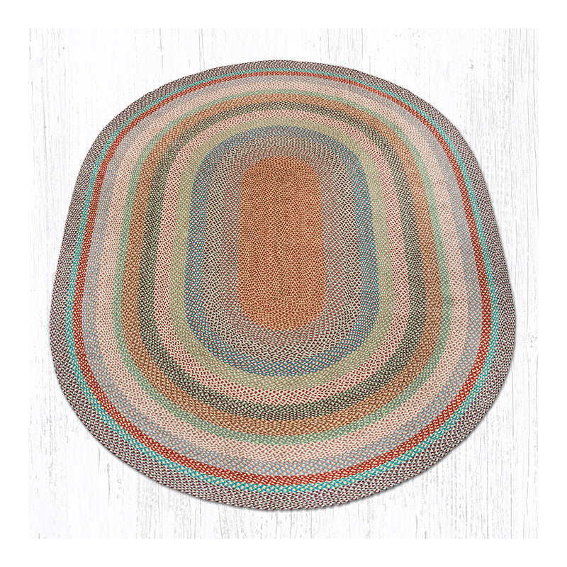 Earth Rugs Oval Accent Rug Multi Color Handwoven Braided Jute Rustic Farmhouse Style, 8'x11'
