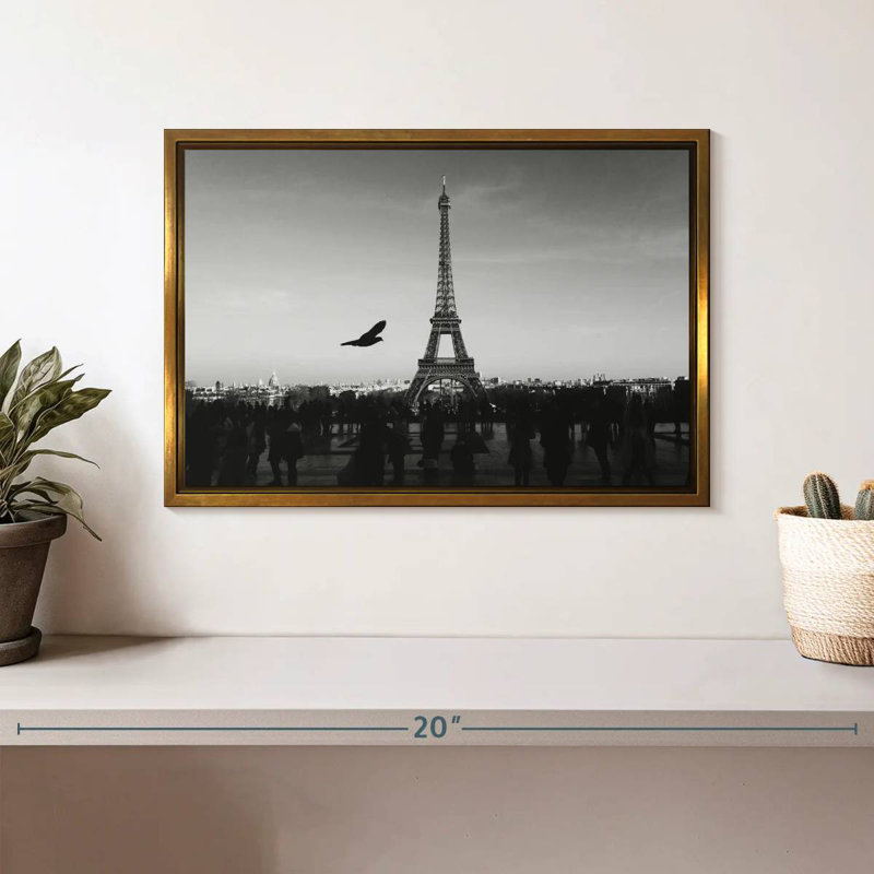 Couvert Tour Eiffel, 13 po x 9 po, Cadre flottant doré
