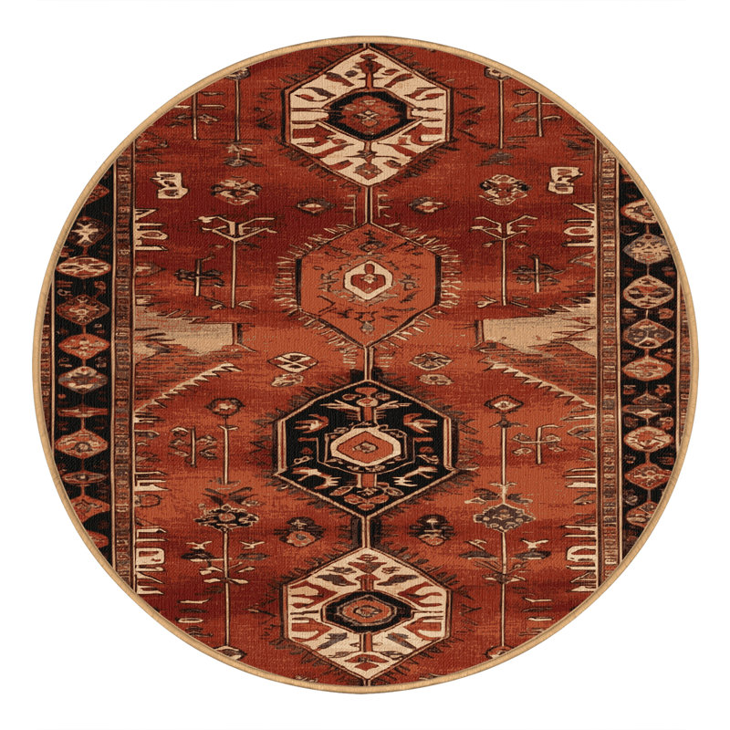 Tapis brun lavable à la machine, Rond 4 pi