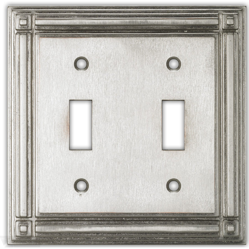 Evanston No Subject 2 - Gang Toggle Light Switch Standard Wall Plate, Silver