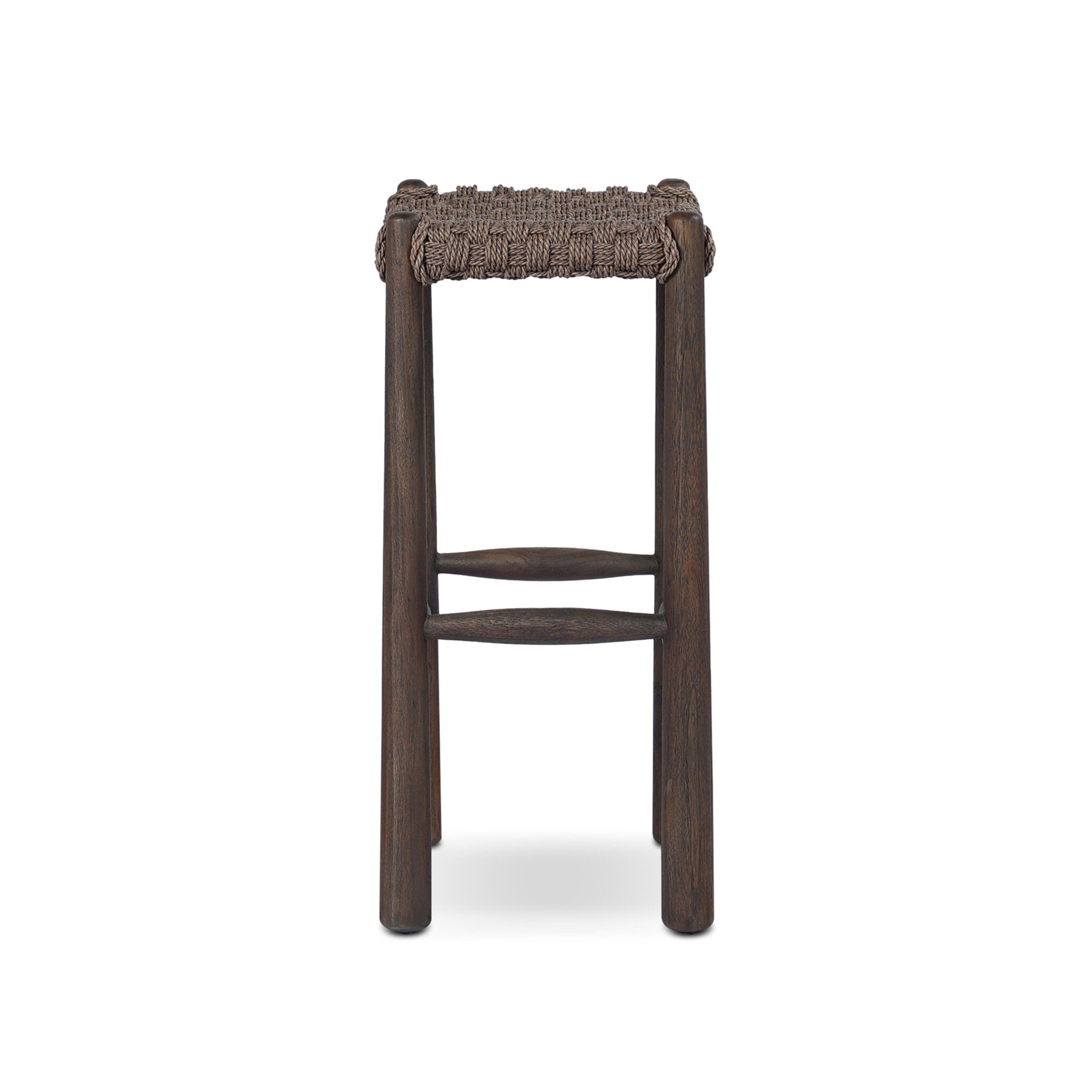 Savio Outdoor Stool-Dark Textured Woven-Counter, Brown, 30"