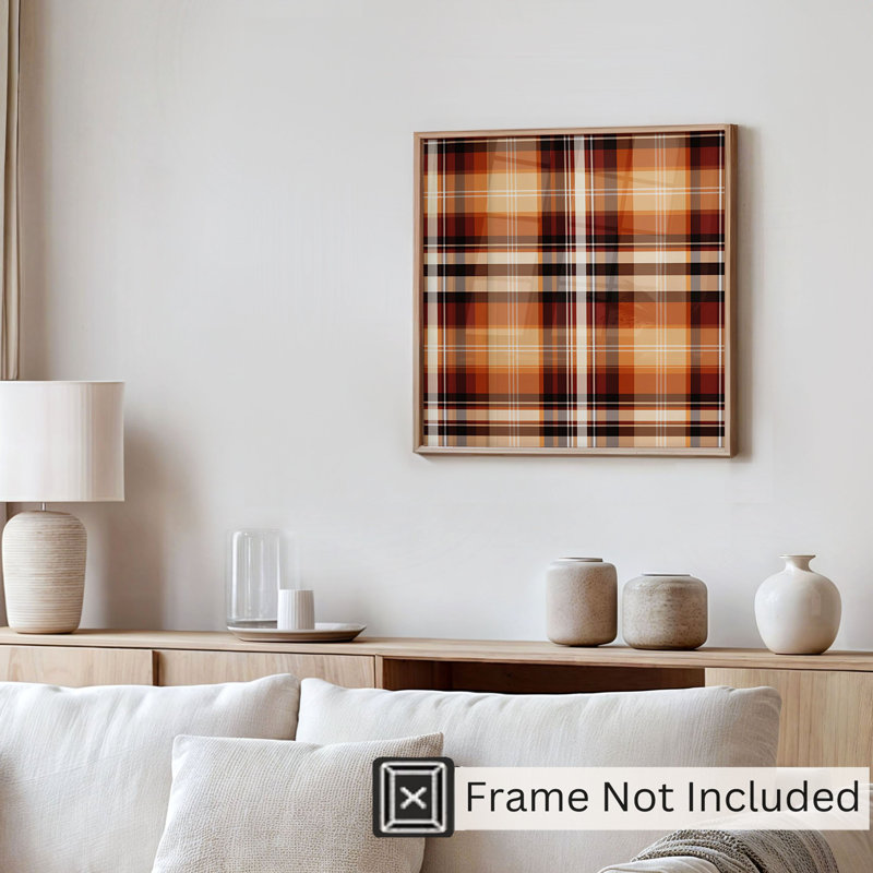Abstract Fall Plaid Pattern IX Modern Unframed Art Print, 20" H x 20" W