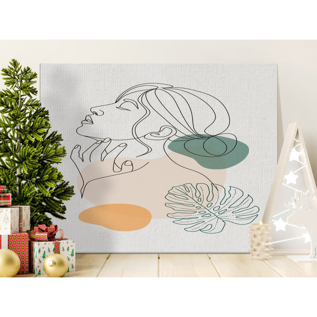 Boho Woman Line Art Canvas Print