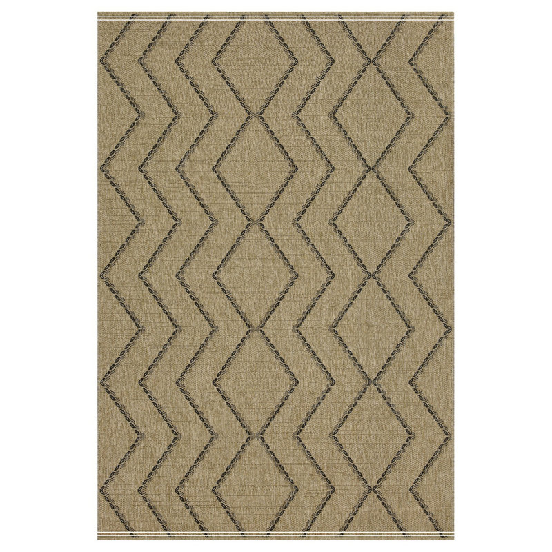 Jute/Black Indoor/Outdoor Area Rug, Rectangle 5'3" x 7'3"