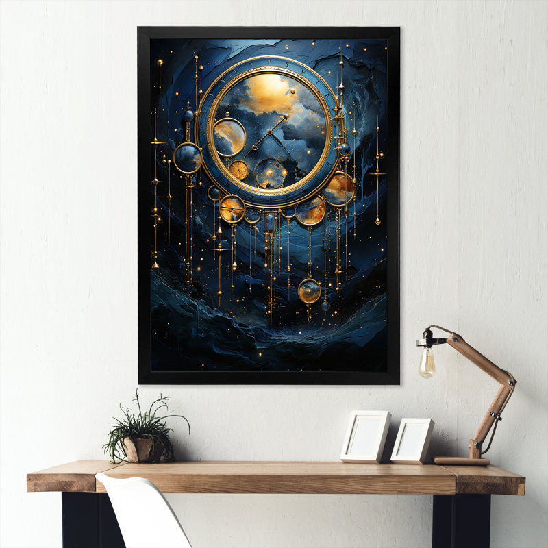 Pierre spirituelle univers bleu I, Cadre simple noir, H 20 po x l 12 po x P 1 po