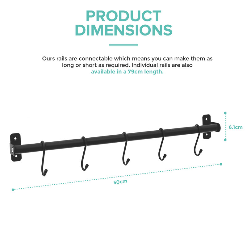 Woodside Plastic Cabinet Shelving Rack, 6.1cm H x 50cm W x 10.4cm D, Black