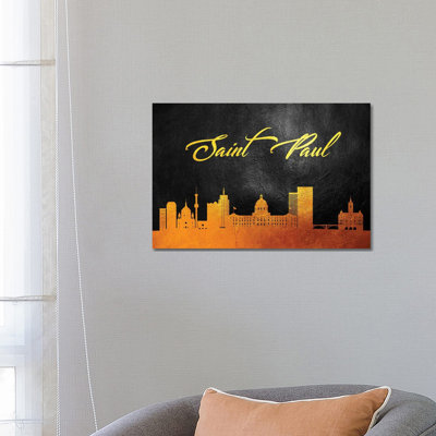 Saint Paul Minnesota Gold Skyline by Adrian Baldovino - Wrapped Canvas Print