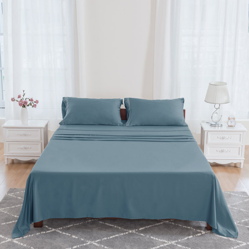 Godslep Sateen Sheet Set, Light Blue, Queen