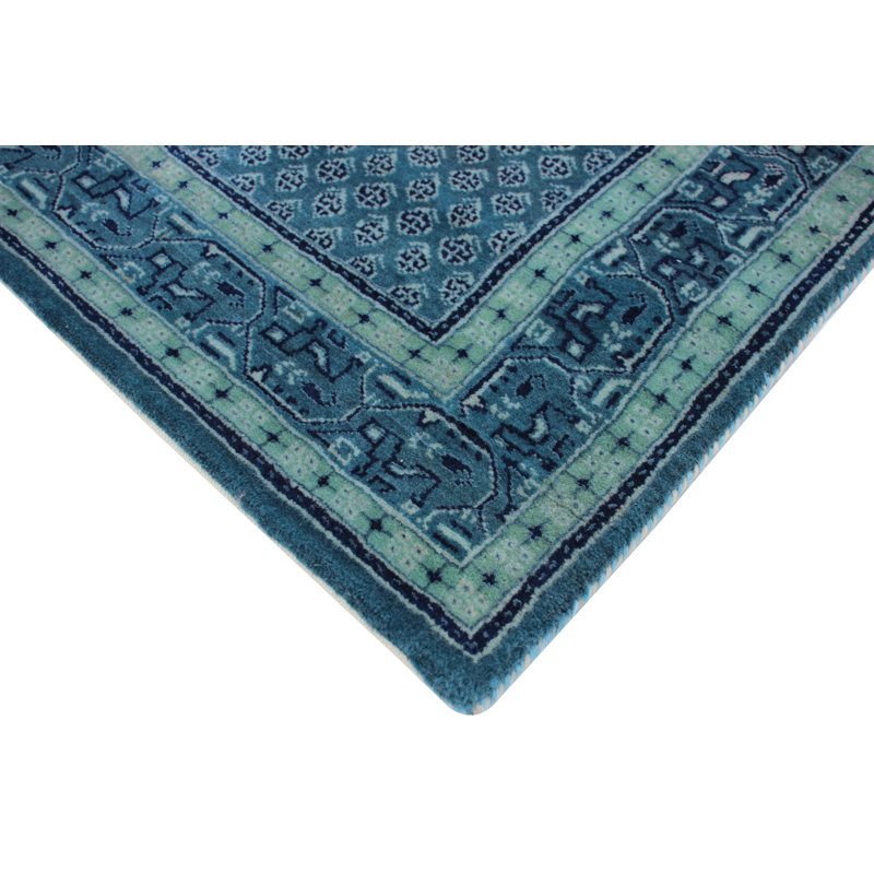 Hand-Knotted High-Quality Light Blue Area Rug, Runner 2'7" x 14'4"
