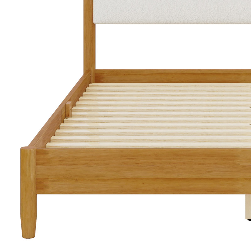 Lit en bois avec tête de lit tapissier