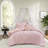 Reversible Floral Chenille Bedding Set, Full/queen, Pink, Hypoallergenic Comfort For Home