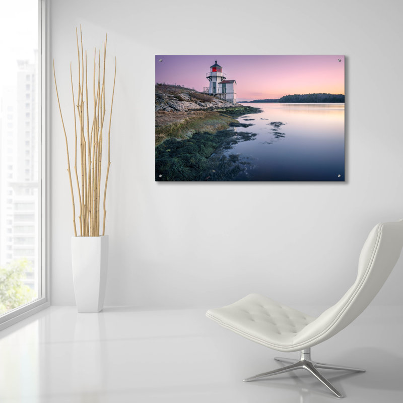 «Squirrel Point Lighthouse» par Rick Berk, art mural en verre acrylique, H 24 po x l 36 po x P 0,2 po