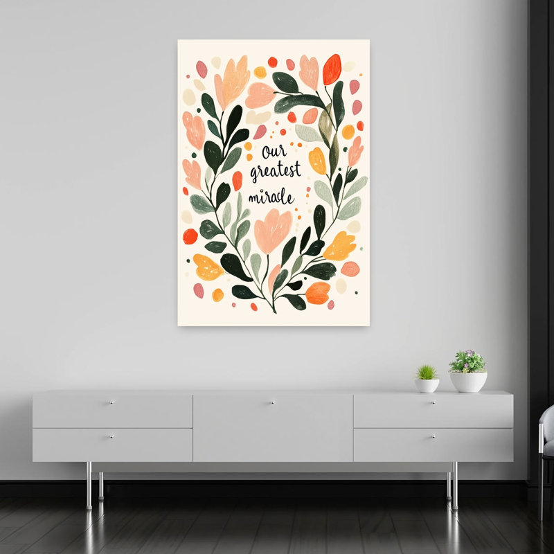 Illustration murale abstraite contemporaine représentant un paysage floral étreint., H 60 po x l 40 po