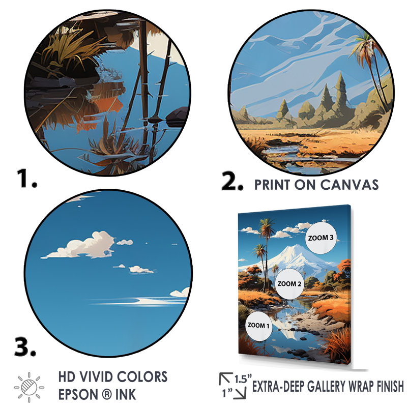 Volcan Volcanic Reflections I sur impression sur toile, Cadre simple noir, H 40 po x l 30 po x P 1,5 po
