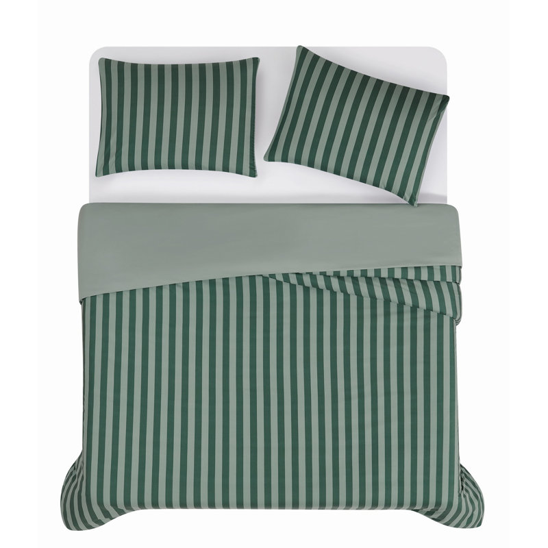 Ensembles de housse de couette en microfibre à rayures vraiment authentiques Weston, Rayures vertes