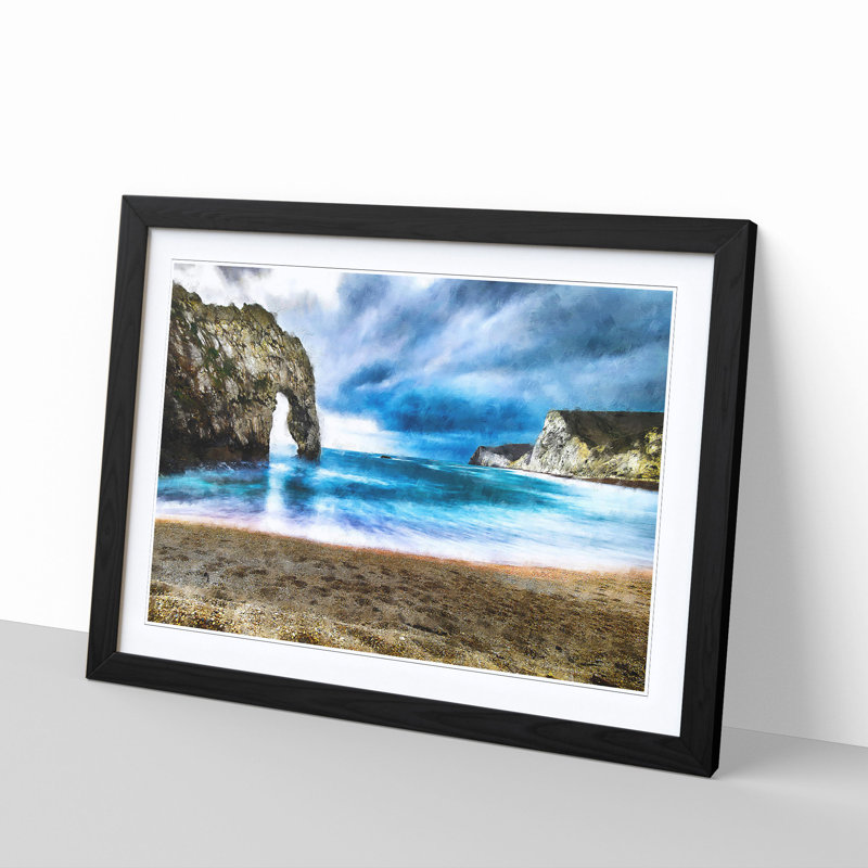 Durdle Door Cliffs in Wareham - Picture Frame Graphic Art Print, Black Framed, 33cm H x 45cm W x 2cm D