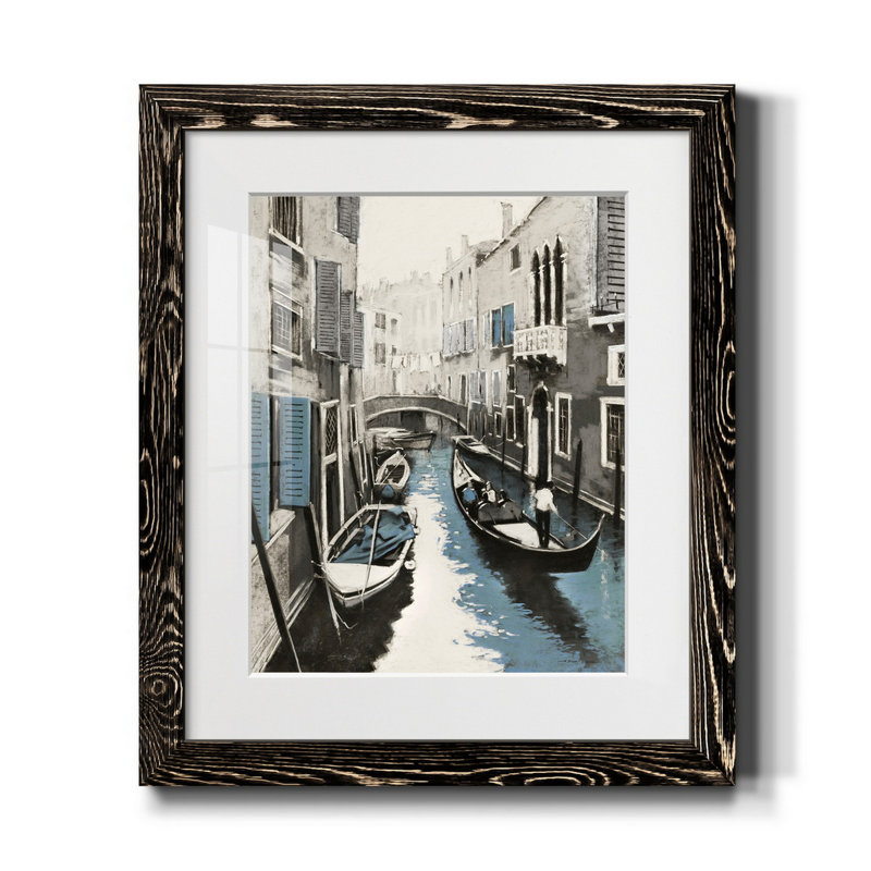 Venise II - reproduction d'art, H 24 po x l 18 po x P 1,5 po, Papier encadré noir, Blanc