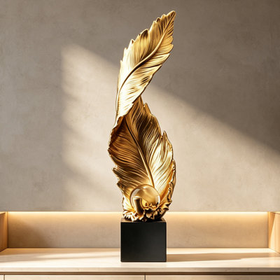 Light‑Luxury Feather‑Shaped Resin Floor Standing Ornament