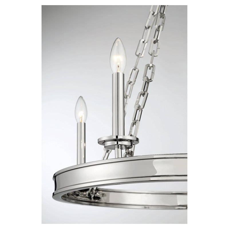 Hanae 4 - Light Dimmable Wagon Wheel Chandelier, Polished Nickel