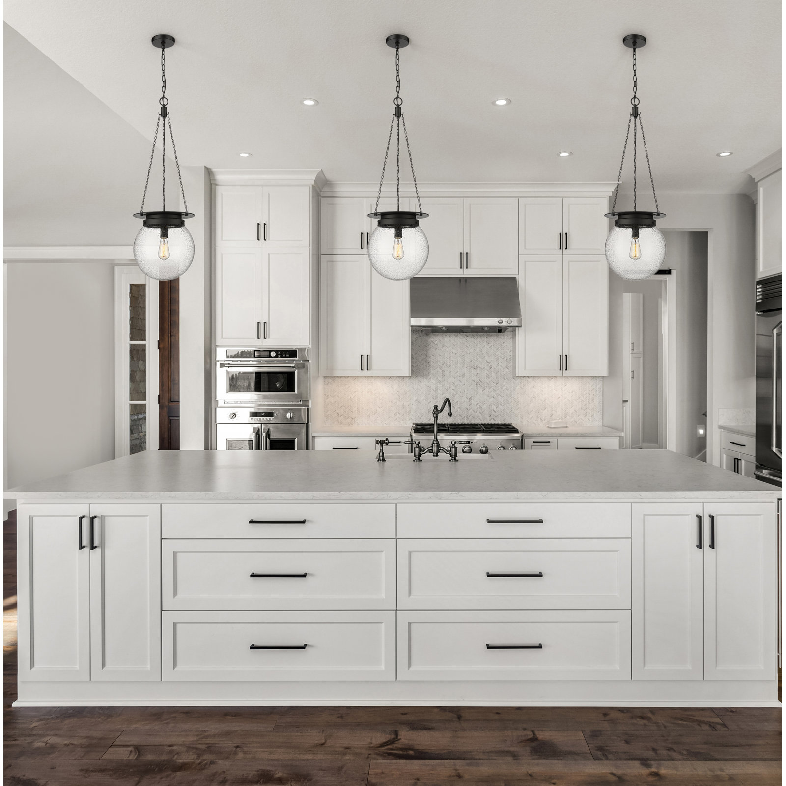 Zella Single Light Glass Dimmable Pendant, 86.75" H x 13" W x 13" D, Matte Black, Clear