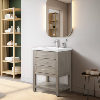 Meuble-lavabo simple 24 po avec plateau en céramique Stratford