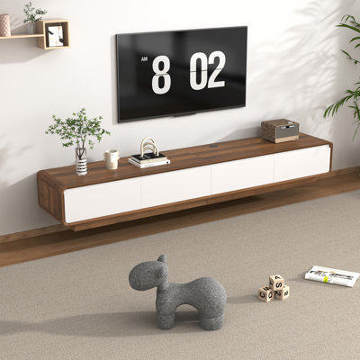 Wall-Mounted/Floor Standing TV Stand For Tvs Up To 85", Floating Media Console With 2 Drawers And 2 Cabinets