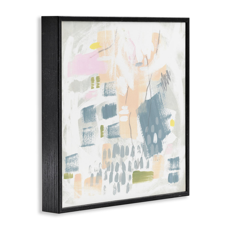 Art à estampe numérique pastel à motifs par June Erica Vess, H 12 po x l 12 po, Giclée encadrée noir minuit