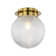 Gruste Brass Flushmount Ceiling Lamp With Pyramidical Patterned Glass Globe Shade