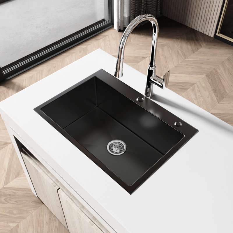Brushed Satin Stainless Steel Undermount Basin - 27X19 With Hygienic Surface And Easy Cleanup 27"X19" Deep Single Bowl Sink Absorption Coating Quick Drainage Feature