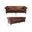 87" Genuine Leather Rolled Arm Chesterfield Sofa with Reversible Cushions-1916195506