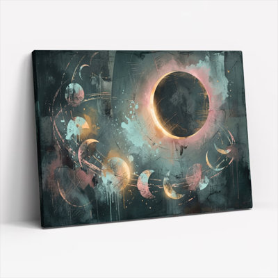 Ensemble de 1 tableau sur toile représentant une éclipse cosmique
