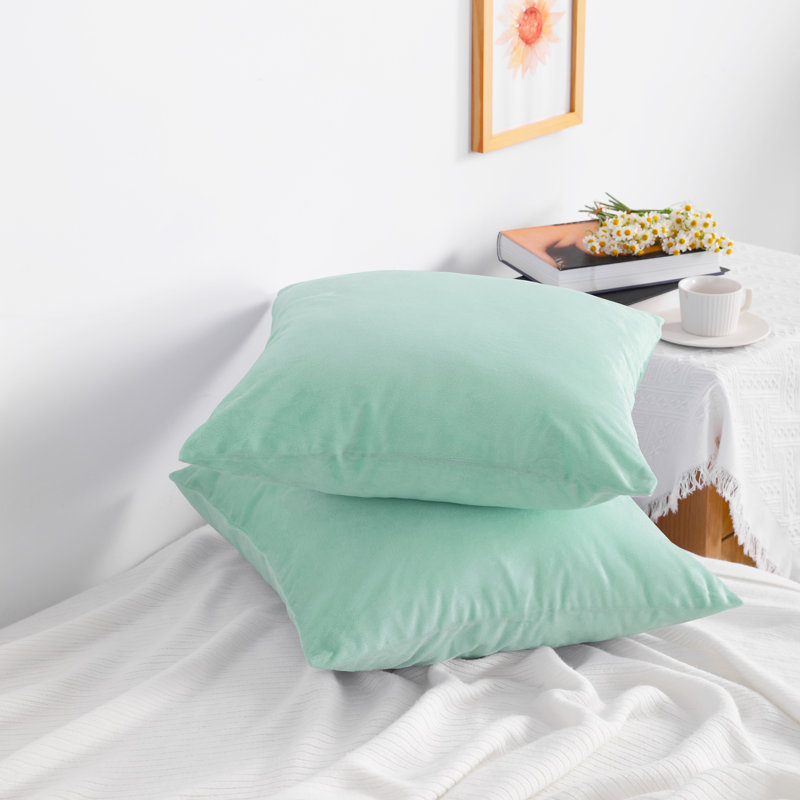 Housse de coussin carré à fermeture à glissière, housse en velours de luxe, très douce - NTBAY, Cyan