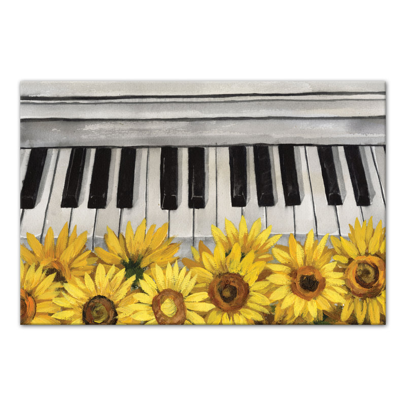 Musique et tournesols sur toile, H 16 po x l 24 po x P 1,25 po, Sans cadre