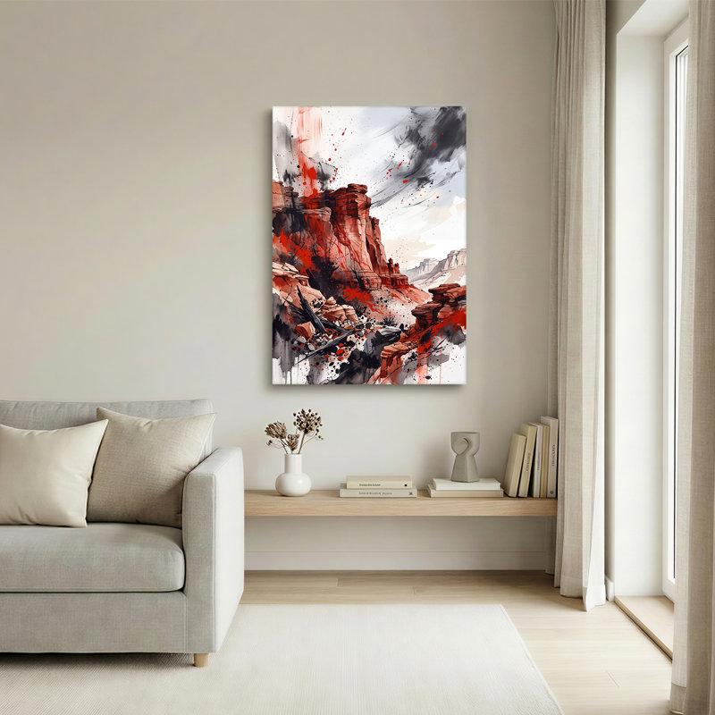 «Red Rock Canyon», art abstrait encadré sur toile, 30"H x 20"W
