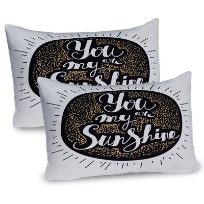 Ambesonne Saying Pillow Sham 2 Pack You are My Sunshine Font Brown Grey -  pil-2_69644_30x20