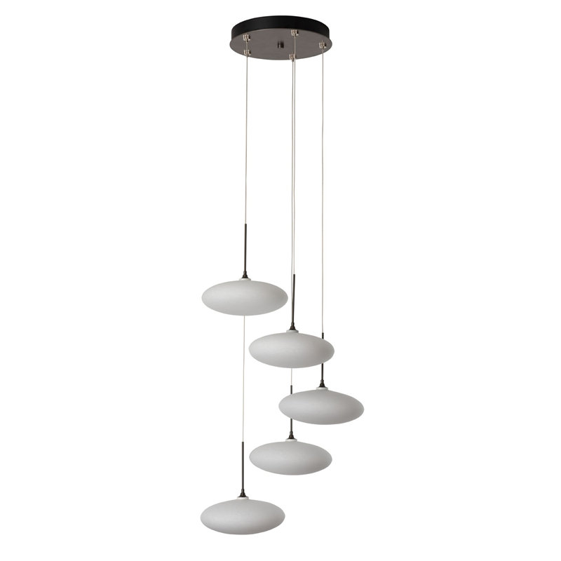 Clouds 5-Light Pendant - Modern Brass - Long Overall Height, 72", Dark Smoke