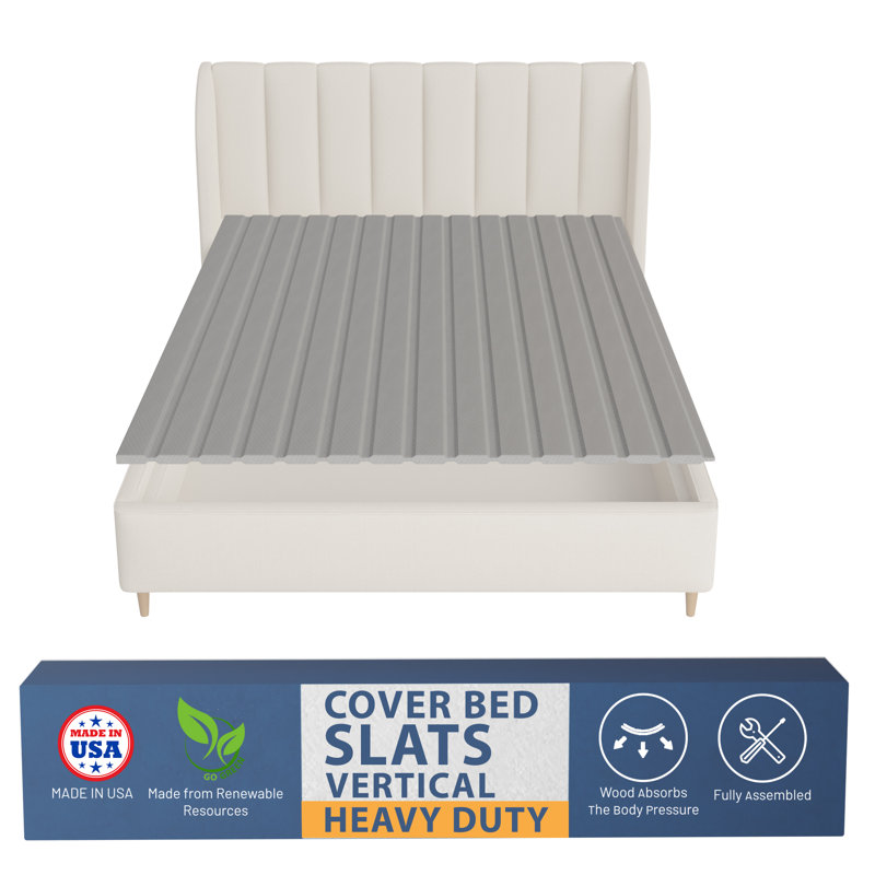 Aaryav 0.75" Heavy Duty Vertical Mattress Support Wooden Bunkie Board/Slats with Cover, Queen