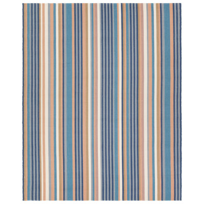 Edeline Blue Cream Gray Hand-Woven Striped Rug