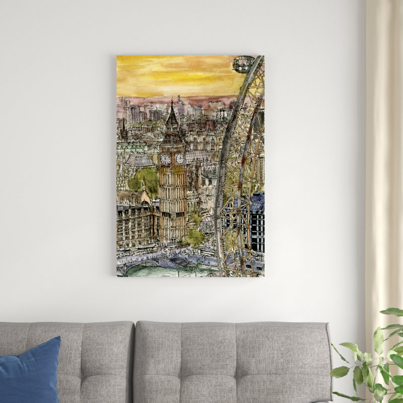 Scène de ville IV, H 36 po x l 24 po x P 1,25 po