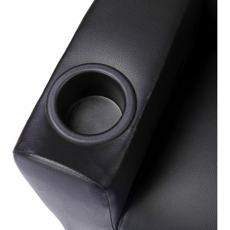 Roomy Kids' Recliner Chair with Cup Holder, Toddler Recliner With Push-Back Design, and Adjustable Footrest, Black PVC