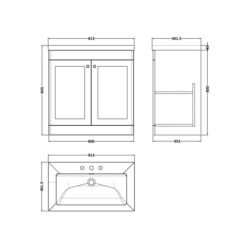 Classique Bathroom Vanity, Satin Green, 61.3 cm W