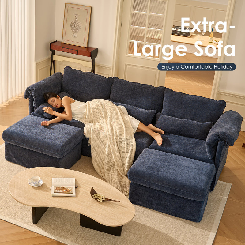 Sofa, 3-U Shaped, Navy